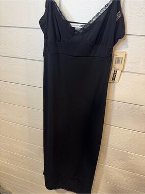 Y2K Necessary Objects Black Lace-Trim Slip Midi Dress